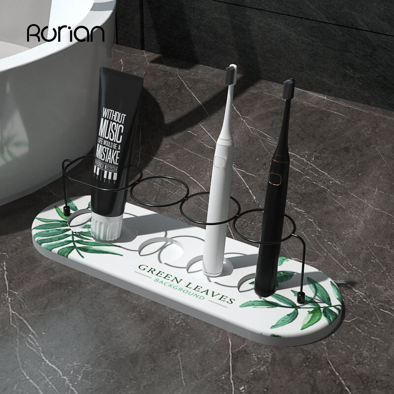 Electric Toothbrush Holder Diatom Mud Wash Pad Diatomite Wash Basin Absorbent Pad Toothbrush Storage Rack Waterproof Pad