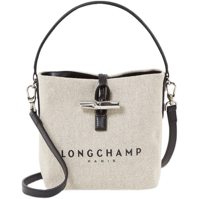 100% Authentic Long champ bag Size:【20x17x12cm】 Long champ women bag women sling bag Long champ women Canvas Shoulder Bag ROSEAU ESSENTIAL TOILE Cross Bucket Bag Armpit Shoulder Bag