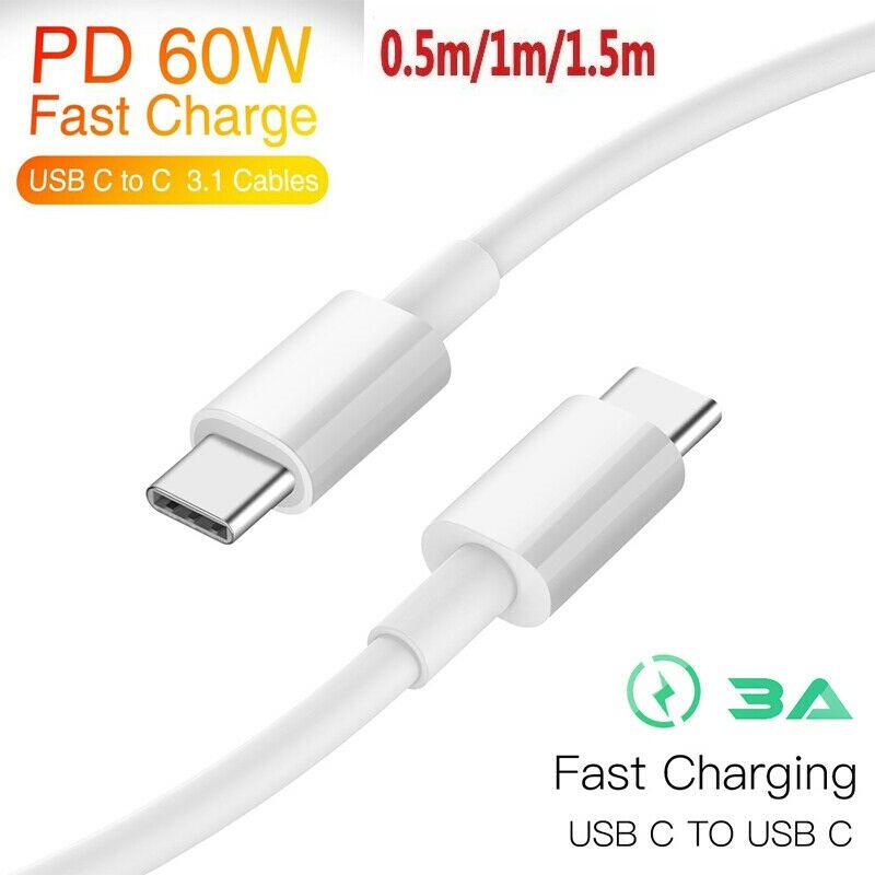 [SONGFUL] 0.5M/1M/1.5M USB Type C to USB C 60W 3A PD Quick Fast Charging Cable USB C Male to Male For Macbook Samsung Smartphones
