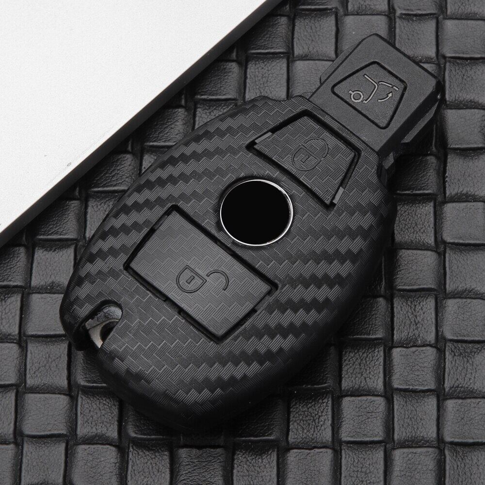 For Mercedes Benz W204 W212 C180 GLK300 CLS CLK CLA SLK C S E Class Remote Smart Car Key Case Cover Carbon Fiber Key Set Bag