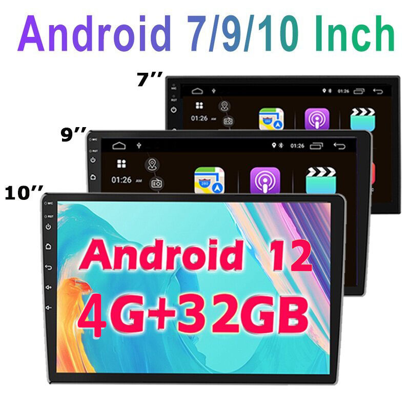 (4RAM+32GB）IPS7"/9"/10" 2DIN Android 12 Car GPS Navigation Radio Bluetooth Stereo Receiver WiFi Multimedia Player