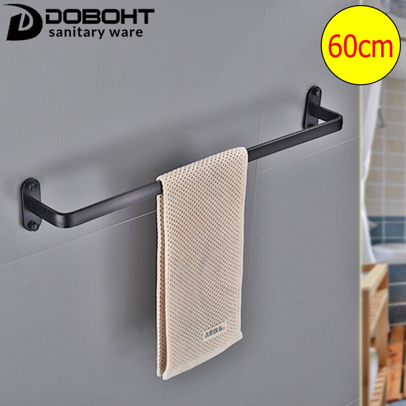 DOBOHT 60CM Black Color  Aluminum Alloy Single Towel Bar Bathroom Racks A1001124-3BL1