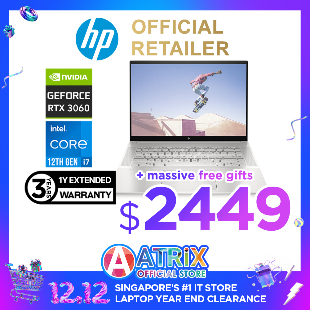 【Same-Day|MS Office|Ext. WTY】HP ENVY Laptop | 16-h0014TX | 16" WQHD (2560 x 1600) 400nits 120Hz | Intel Core i7-12700H | GeForce RTX 3060 | 16GB DDR5 RAM | 1TB SSD | Win11 Home | 2Y ADP+2Y Onsite Warr