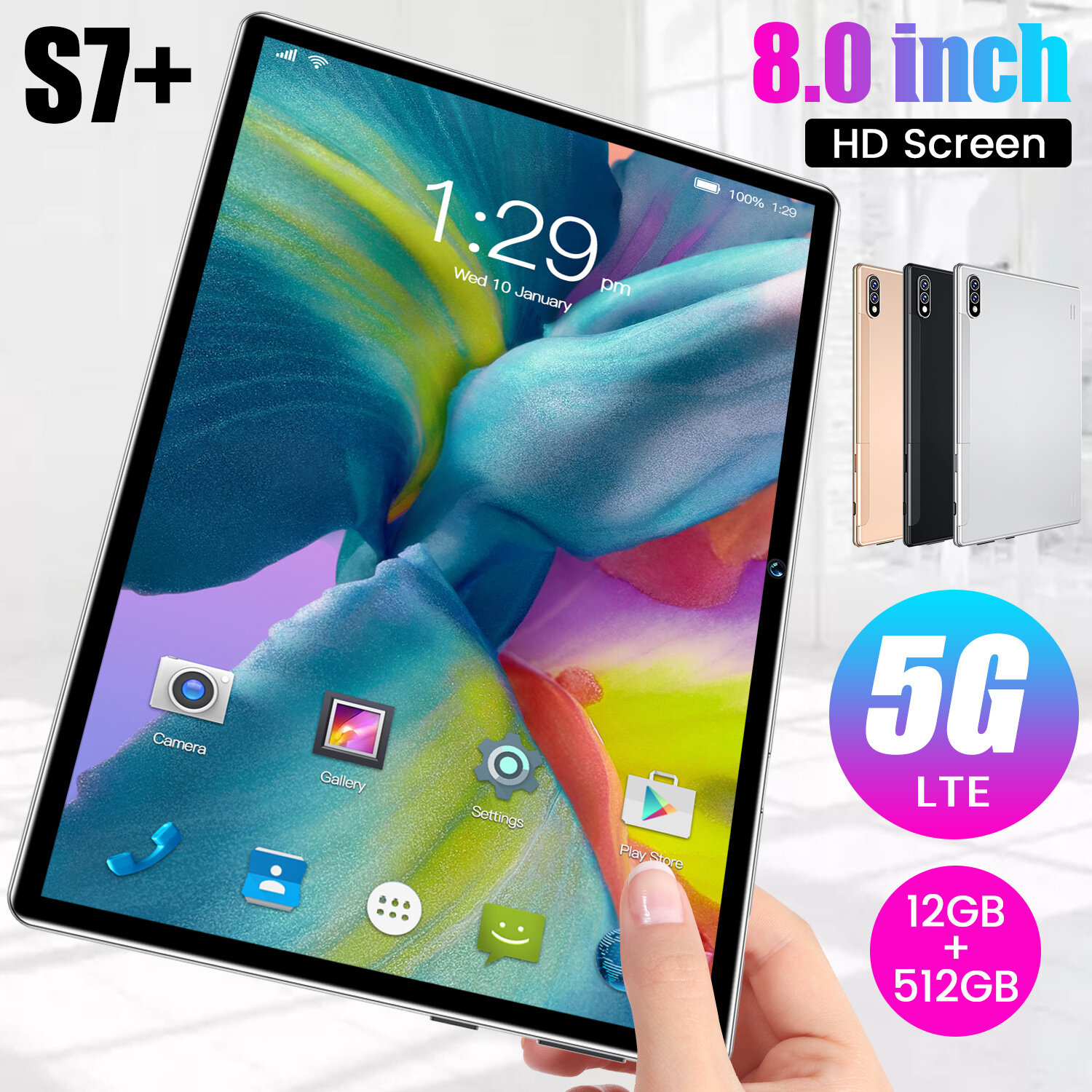 Hot Sumsung Galaxy S7+ 12+512GB Tablet PC Low Price Brand New Original  8000mAh Large Battery 8.0 Inch HD Screen 16+32MP Camera Android 10.0 Support WiFi Game Office Video Learning