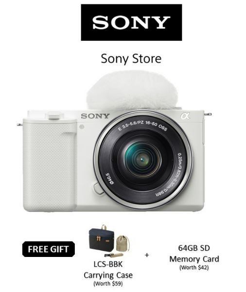 (white)Sony ZV-E10L / ZVE10 / ZV Interchangeable-lens Vlog Camera / Mirrorless APSC Camera / w Kit Lens SELP1650