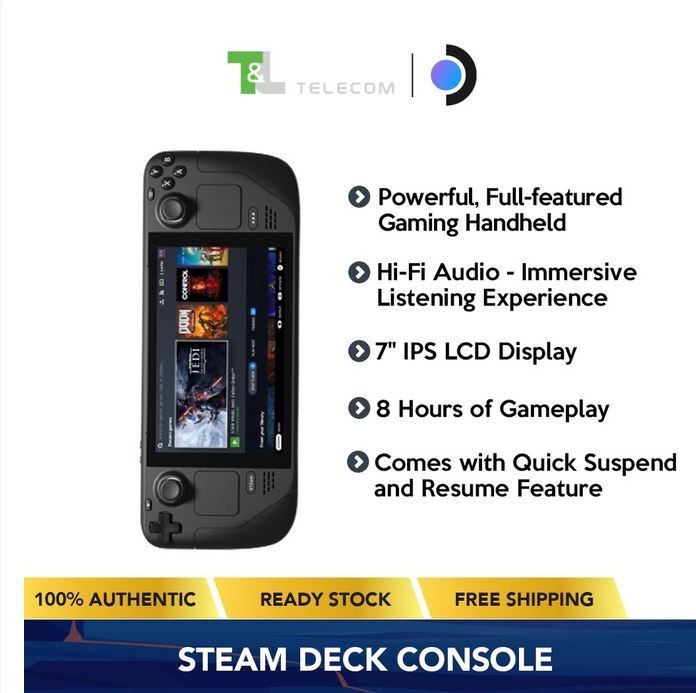 Steam Deck Handheld Gaming Console (Black) | 16GB + 256GB/512GB | Bluetooth 5.0 | 7" IPS LCD Display | 8 Hours of Gameplay